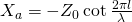 Rendered by QuickLaTeX.com X_a = - Z_0 \cot\frac{2 \pi l}{\lambda}