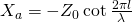 X_a = - Z_0 \cot\frac{2 \pi l}{\lambda}