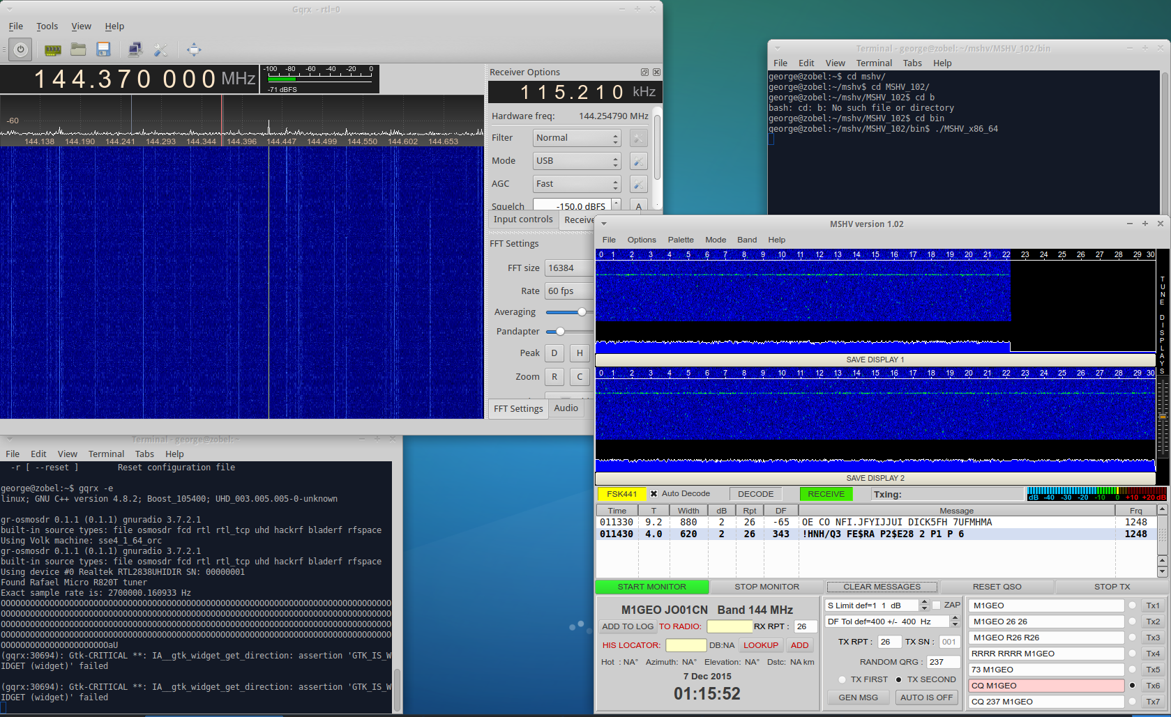 Meteor Scatter reception setup by M1GEO. Image credit: M1GEO.