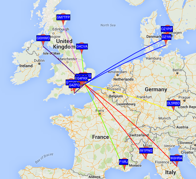 mcHF Map from WSPR